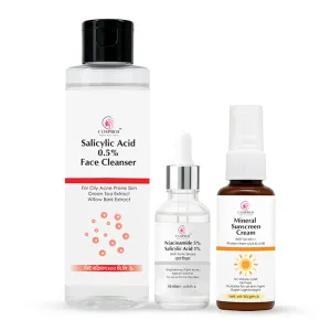 COSPROF Acne Care 3-in-1 Combo – Acne Serum 30ml, Face Cleanser 200ml & Mineral Sunscreen Cream 50ml